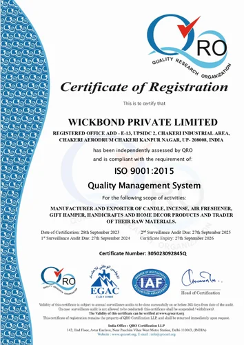 Wickbond Private Limited ISO 9001:2015 Quality Management System certificate issued by QRO