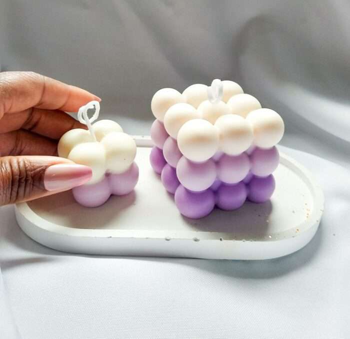 Ombre Bubble Cube Candle lavender