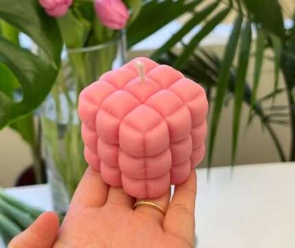 Puffy Cube Candle rose