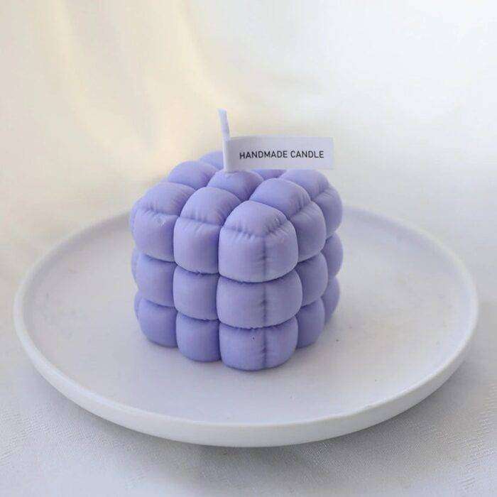 Puffy Cube Candle Purple