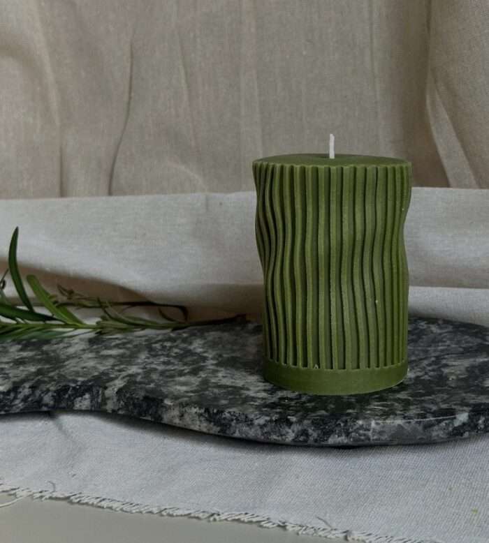 Wavy Scented Pillar Candle, Set of 2